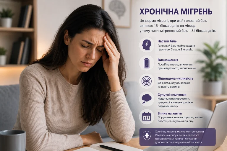 Хронічна мігрень: симптоми, причини та лікування
